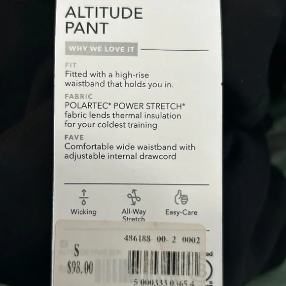 NWT ATHLETA ALTITUDE BLACK POLARTEC POWER STRETCH PANTS SMALL S NEW - Picture 6 of 7
